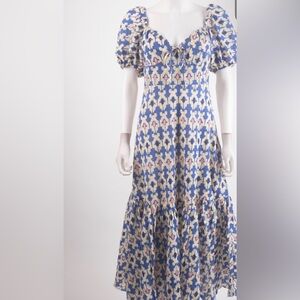 Zara Blue and Cream Floral Dress